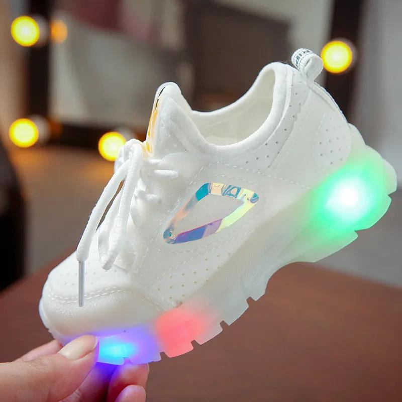 Size 21-30 Children LED Sneakers with Light Up Sole Baby Led Luminous Shoes for Girls /Glowing Lighted Shoes for Kids Boys