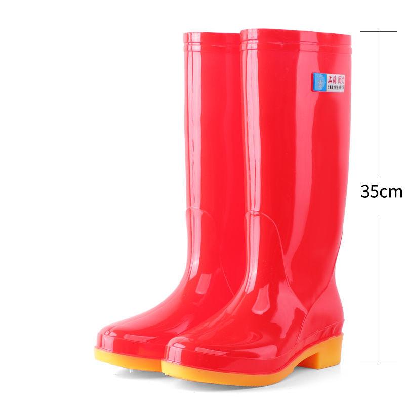 Tendon Bottom High Tube Rain Boots Women Winter Non-slip Rain Boots Rubber Shoes Mid Tube Waterproof Rain Boots