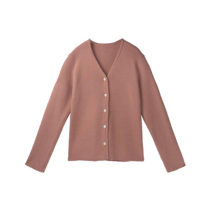 Autumn New Solid Color Inside Knit Cardigan Jacket Women's Loose Wild Long Sleeve V-neck Shirt