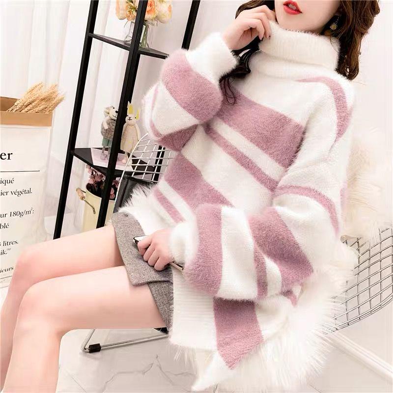 Water Jacket Jacket Warm Winter Jacket Autumn and Winter Thick Turtleneck Sweater Female Loose