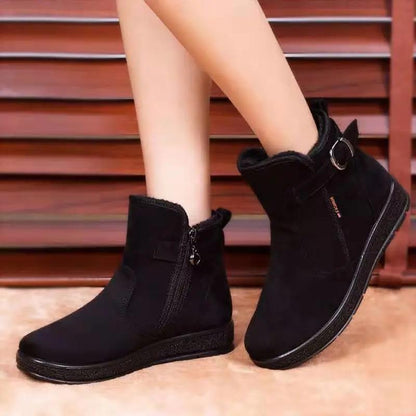 Autumn and Winter Snow Boots Women's Flat Short Boots Non-slip Plus Velvet Warm Thick Cotton Boots