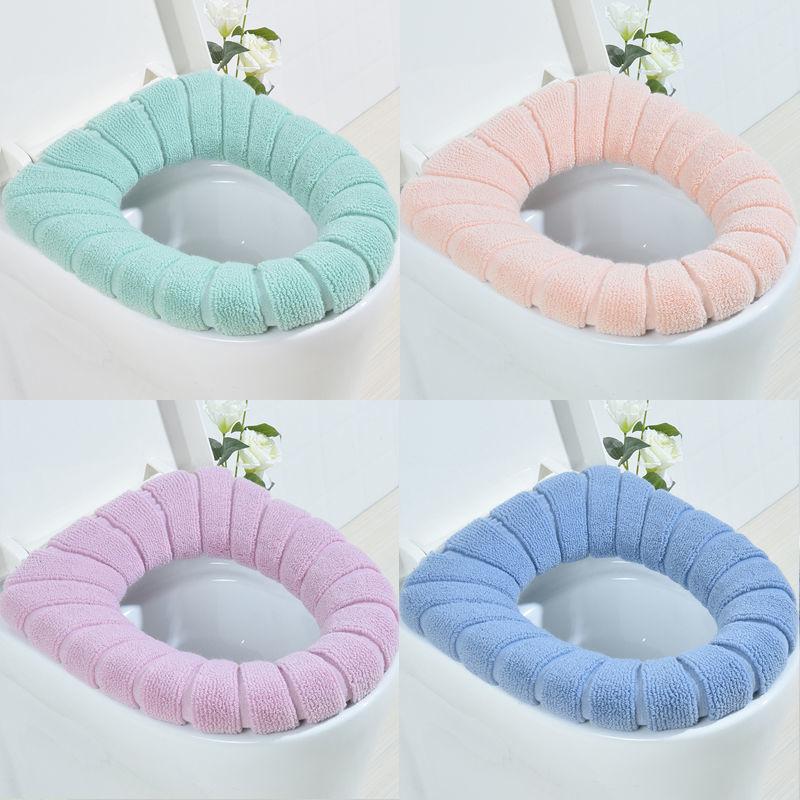 4 Pieces of Toilet Seat Thermal Toilet Ring Household Washable Thickened Toilet Washer In Autumn and Winter General Plush