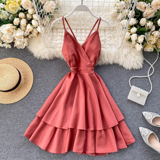 Homecoming Fairytale Wedding Guest Dress,Valentine Dress Women,Cute Graduation Short Mini Dresses, Cottage Core Milkmaid Boho Dress