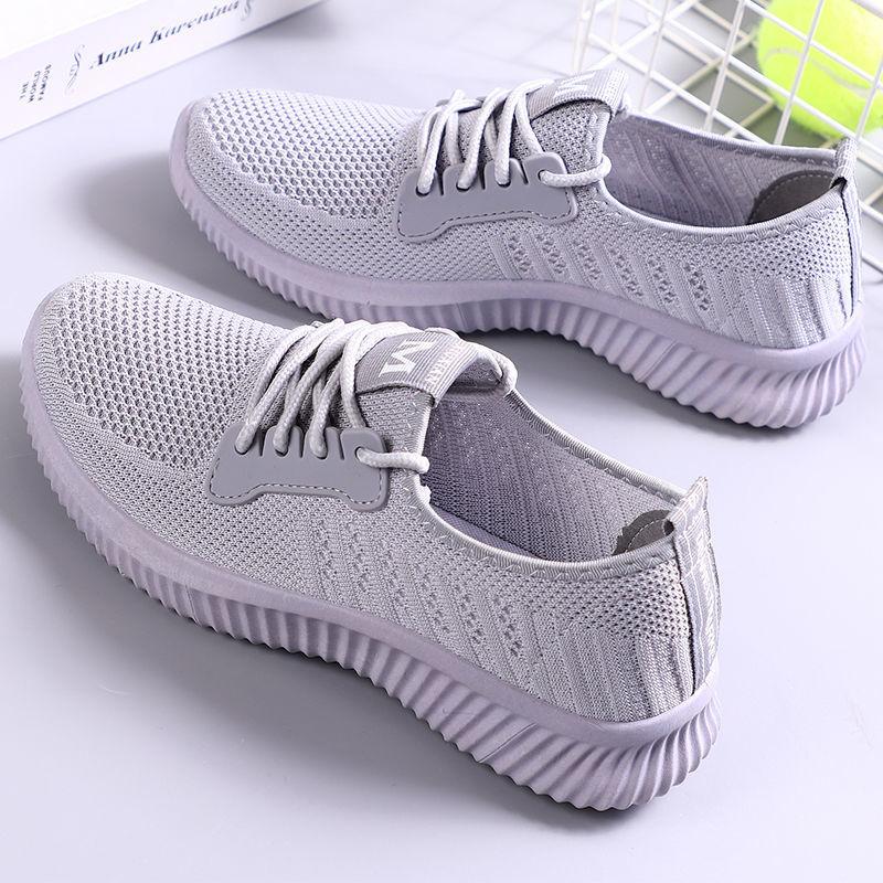 Women's Shoes Summer Sports and Leisure Flying Woven Flat Soft Sole Comfortable and Breathable Mesh Shoes