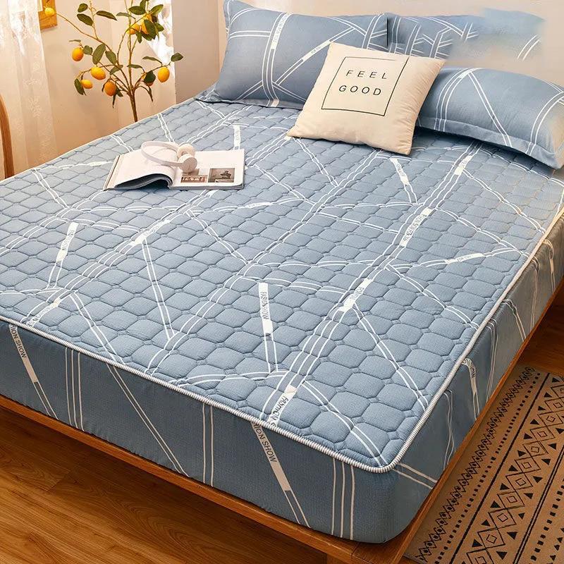 Waterproof Quilted Mattress Cover One-piece Elastic Breathable Bedspread Cover Mattress Protection Cover Non-slip Dust Cover