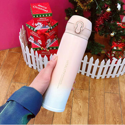 Thermos Cup Gradient Color Vacuum Flask Male and Female Students Simple Cup Creative Personality Fresh Portable Pop Lid Water Cup