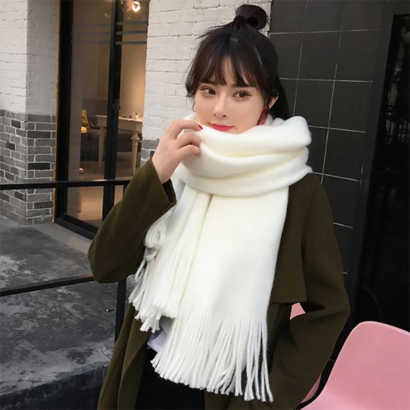 Winter Scarves Women Korean Version Wild Long Thick Warmth Ladies Cute Woolen Scarf