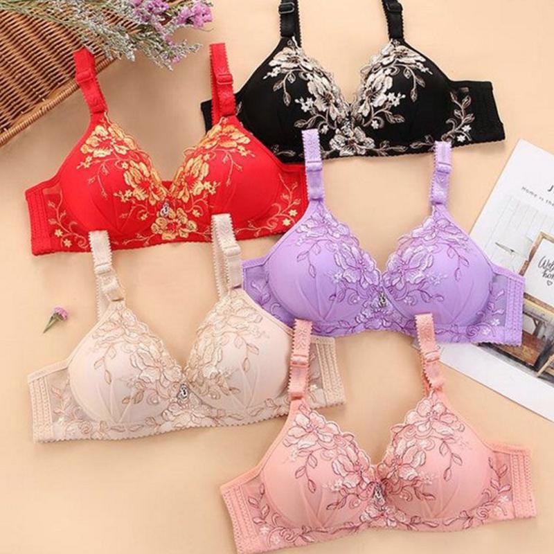 High-quality Thin Embroidered Girl's No Steel Ring Underwear Adjustable Small Chest Gather Bra