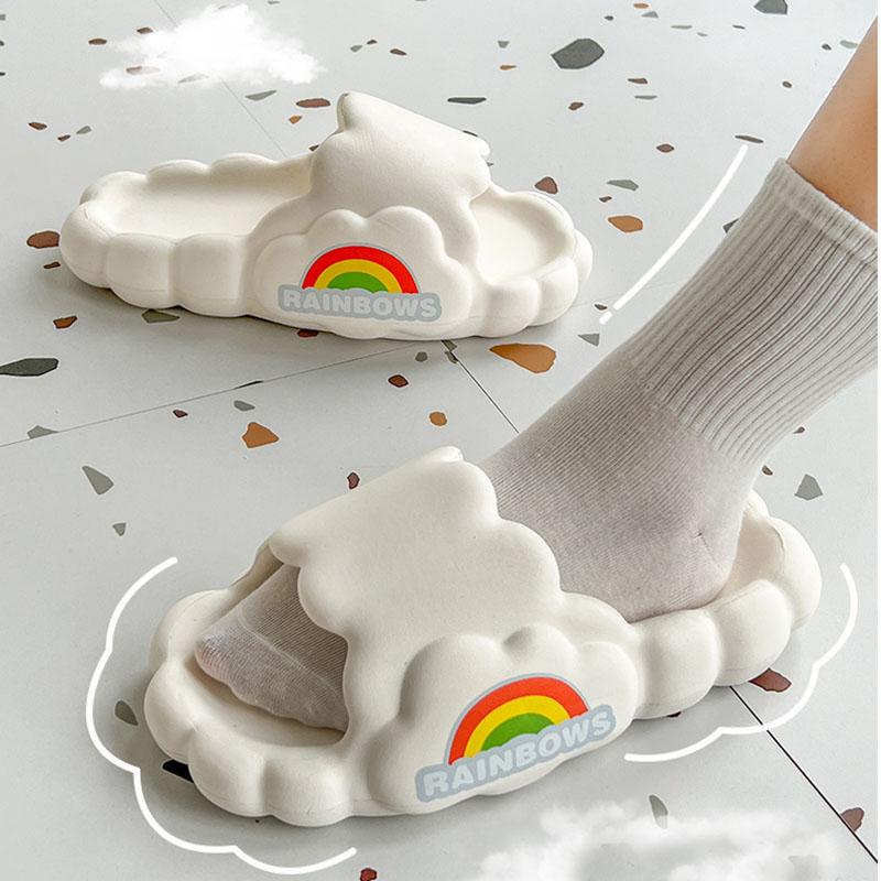 Slippers Women Cloud Summer Home Non-slip Couple EVA Thick Bottom Indoor Rainbow Sandals Men Summer Outer Wear