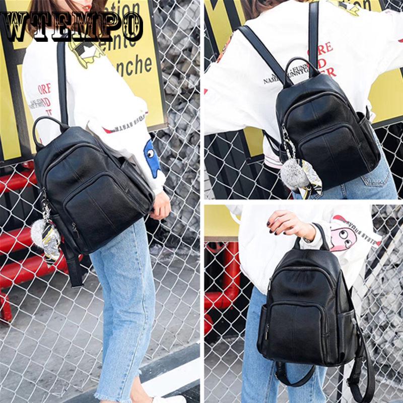 Female Backpack Casual For Women Pu Leather Backp Pack Shoulder Cross Bags Travel School