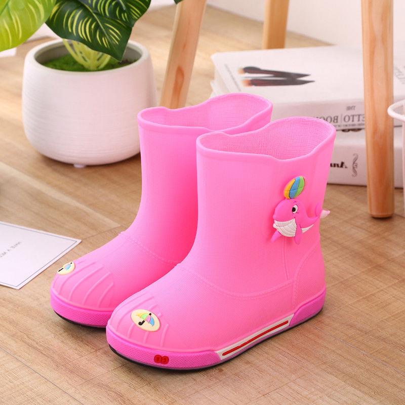 Four Seasons Boys and Girls Non-slip Rain Boots Waterproof Shoes Mid-tube Rain Boots Kids Students General Rubber Overshoes