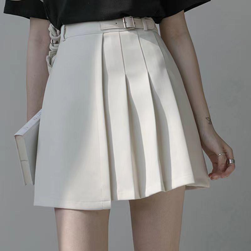 Woman Skirts High Waist Pleated Skirt Female Irregular Thin A-line Short Skirt Solid Color Hip Skirts Girls School Uniform Skirt