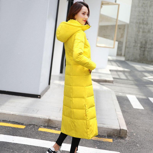 Women's Extended Down Jacket Over-the-knee Thickened Ultra-long Slim-fitting Jacket Fashion Large Size White Duck Down Winter Coat