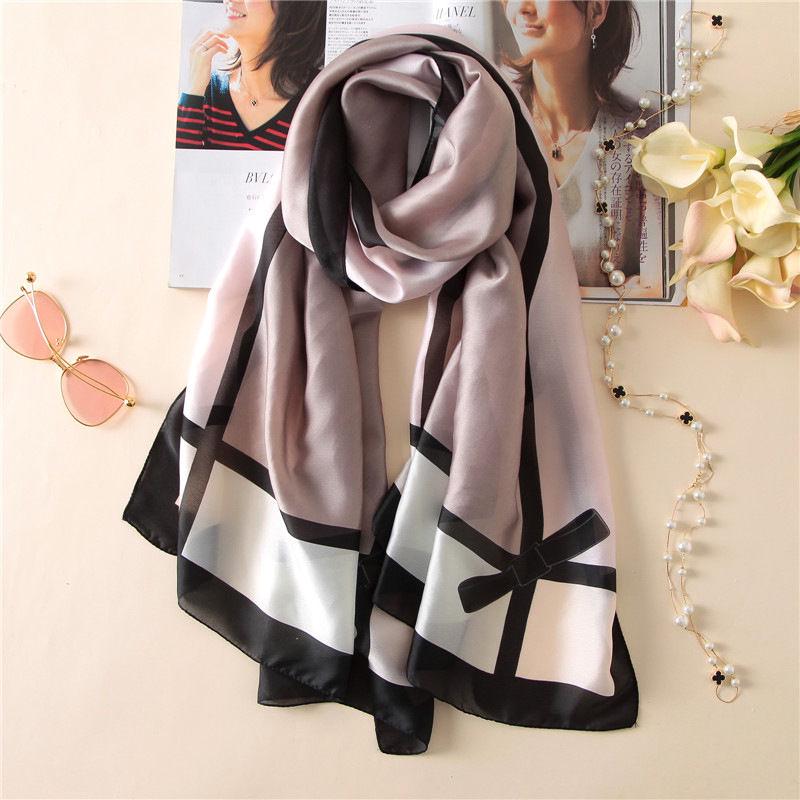 Scarves Ladies Delicate Soft Wrap Flower Printed Scarves Shawl Women Smmoth Silk Scarf