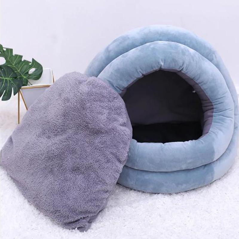 Pet Dog Cat House Kennel Doggy Soft Cushion Basket Enclosed Bed for Winter Teddy Small Dog Cat Bed Cat Litter Removable Washable Pet Supplies