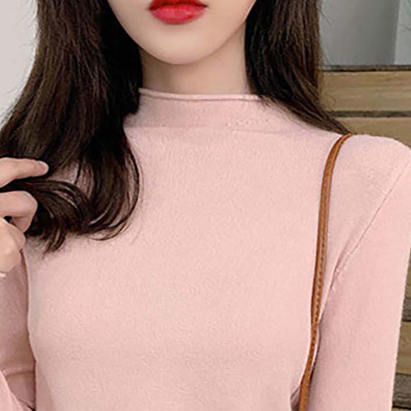 Autumn and Winter Pullover Sweater Korean Version of Early Autumn Wool Women's Loose Top Half High Collar Bottoming Shirt