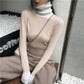 Women Autumn Winter Sweater Turtleneck Contrast Color Long-sleeved Knitted Bottoming Shirt