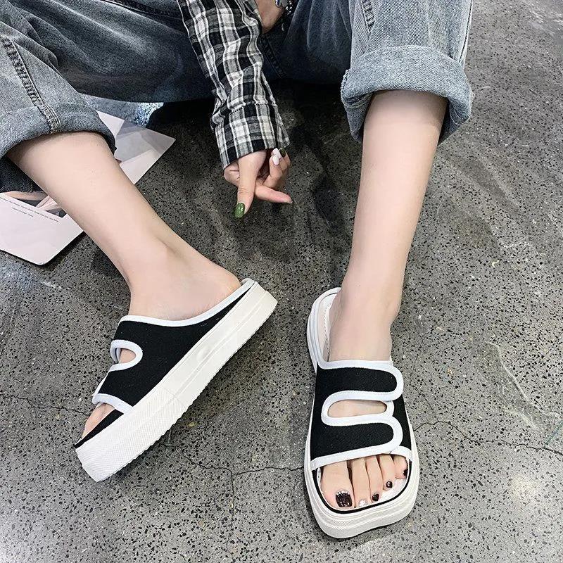 Ugly Cute Slippers Female Summer Outing Non-slip All-match Fashion Outer Wear Student Platform Sandals and Slippers