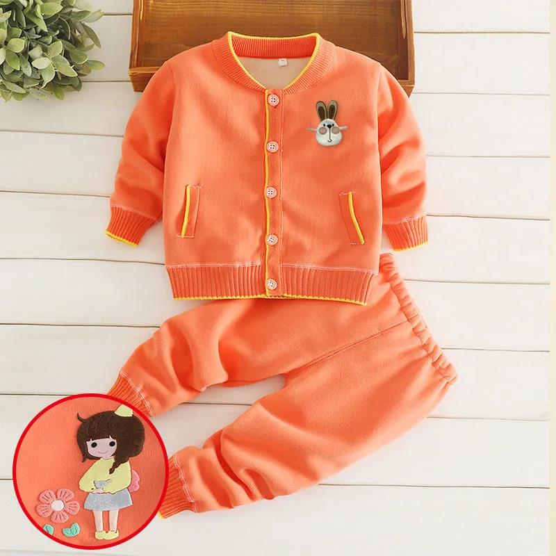 Boys' Autumn Suits Cardigan Jackets Baby Girls Warm and Velvet Knitted Children's Autumn and Winter Baby Clothes Two-piece Suit