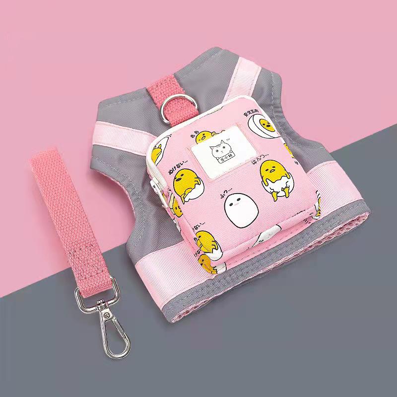 Japanese Style Cute Cat Harness Pet Leash with A Tiny Backpack 4 Patterns Are Available