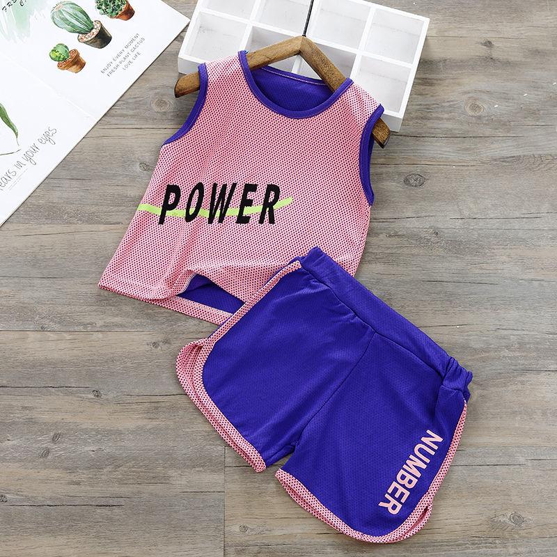 Children's Summer Sports Suit Boys and Girls Quick-drying Breathable Sports Vest Suit Kids Two-piece Mesh