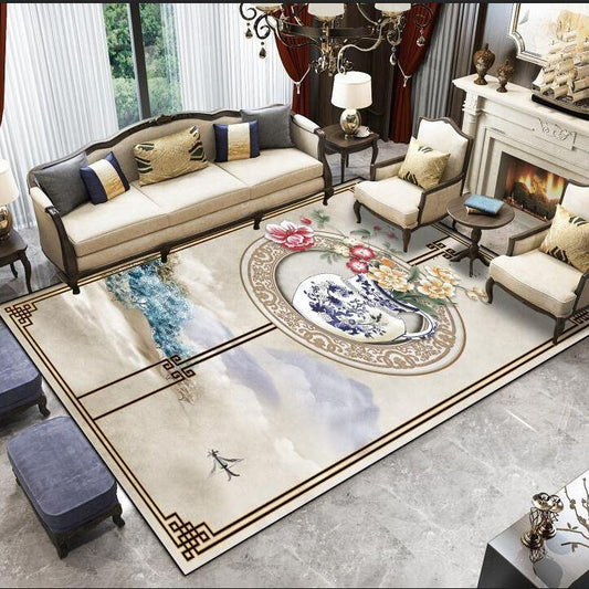 3D Chinese Flower Printed Carpets Rugs Living Room Ink Painting Area Rug Bedroom Home Carpet Sofa