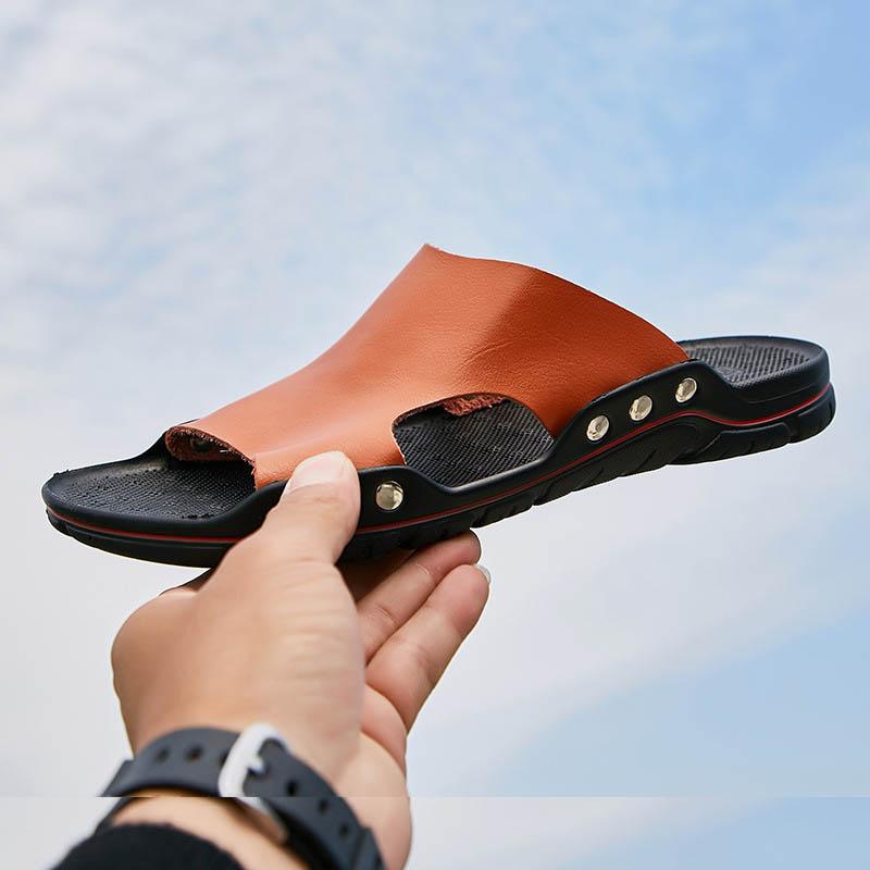 Men's Sandals Summer Slippers Visit Halo Open Toe Beach Casual Leather Sandals