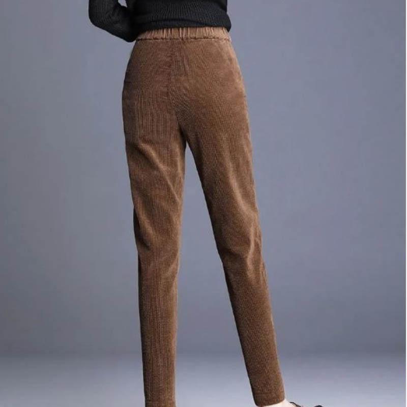 Plus Velvet Corduroy Casual Pants Women Thickened Winter Outer Wear Loose and Thin Large Size Lamb Velvet Carrot Pants