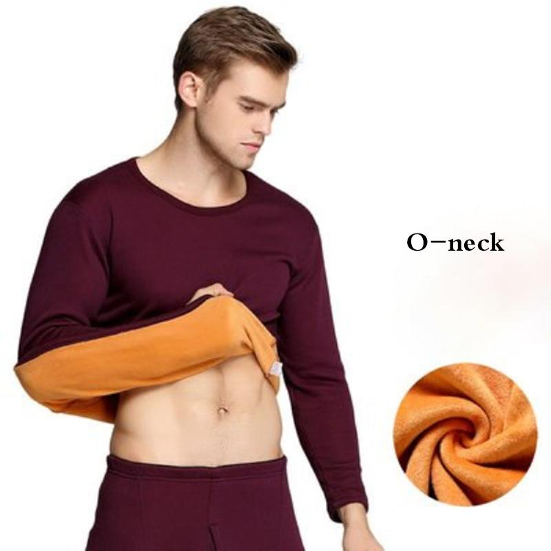 Men Winter Thermal Underwear Plus Velvet Thickened O-neck V-neck Tops Pants Male Tight Suit Windproof Soft Lining Long Sleeve High elasticity Slim