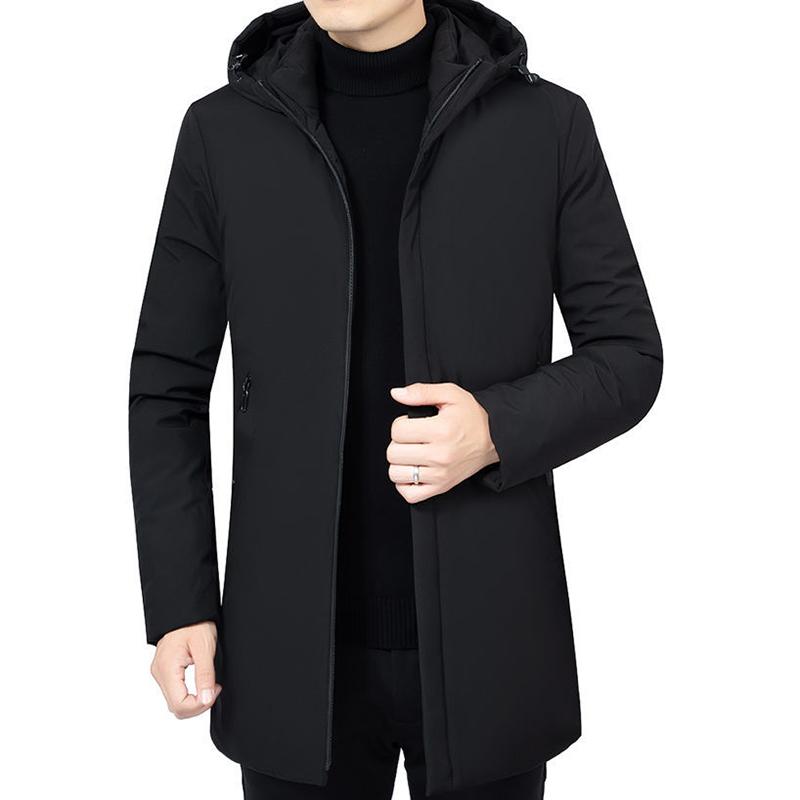 Mid-length Padded Jacket Men's Winter Jacket Down Padded Jacket Plus Velvet Thick Winter Padded Jacket Tide