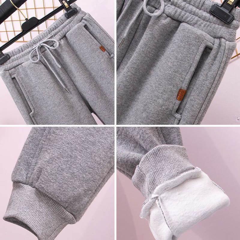 Plus Velvet Padded Pants Women Winter Korean Version of Loose-fitting Feet Slimming Sports Students Elastic Waist Trousers Harem Trousers