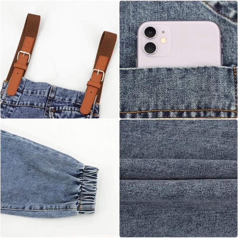 WTEMPO Summer Denim Jumpsuit Woman Jeans Long Romper Pants Zipper Pockets Sleeveless Adjusted Overalls Jeans Trousers