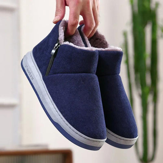 Winter Cotton Slippers Bag with Non-slip Cotton Shoes To Keep Warm Plus Velvet Home with Heel Printing Home Cotton Shoes