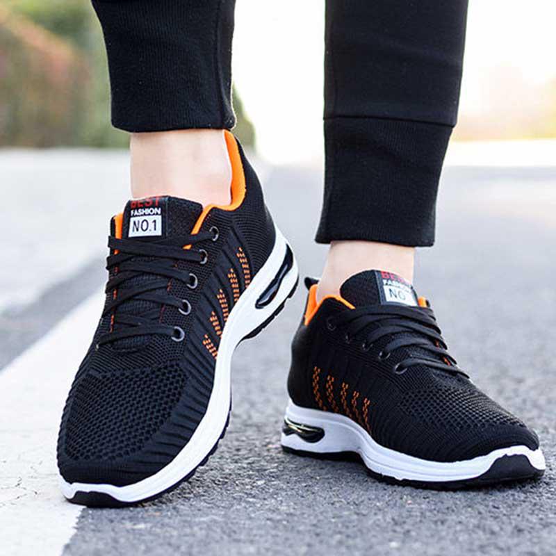 Plus Size 39-44 Men Black Running Shoes Lightweight Sneakers Breathable Outdoor Sports Shoes Comfortable Deodorant Running Gym Shoes