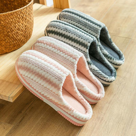 Plat Slippers Women Home Non Fall Slip Winter Thick Warm Slides Plus Size Mens Slippers Casual Cotton Shoes