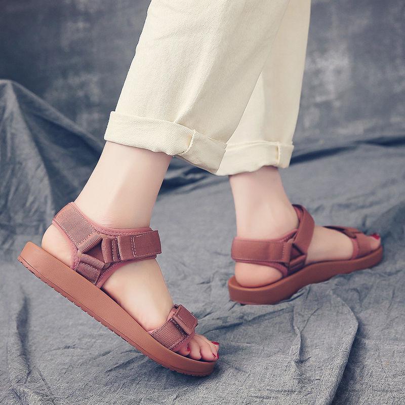 Women's Sandals Korean Female Students Summer Flat Bottom 2020 Harajuku Style Wild Wear Sports Fairy Beach Shoes