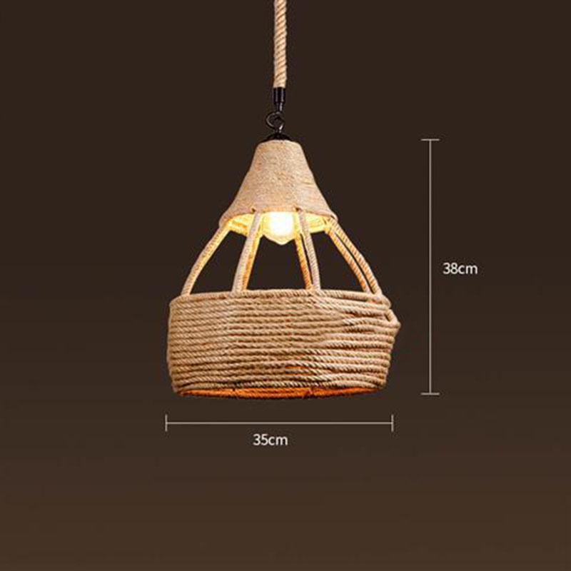 Chandelier Woven Retro Rope Hemp Hemp Branch Restaurant Living Room Bedroom Bar Pub Cafe Light