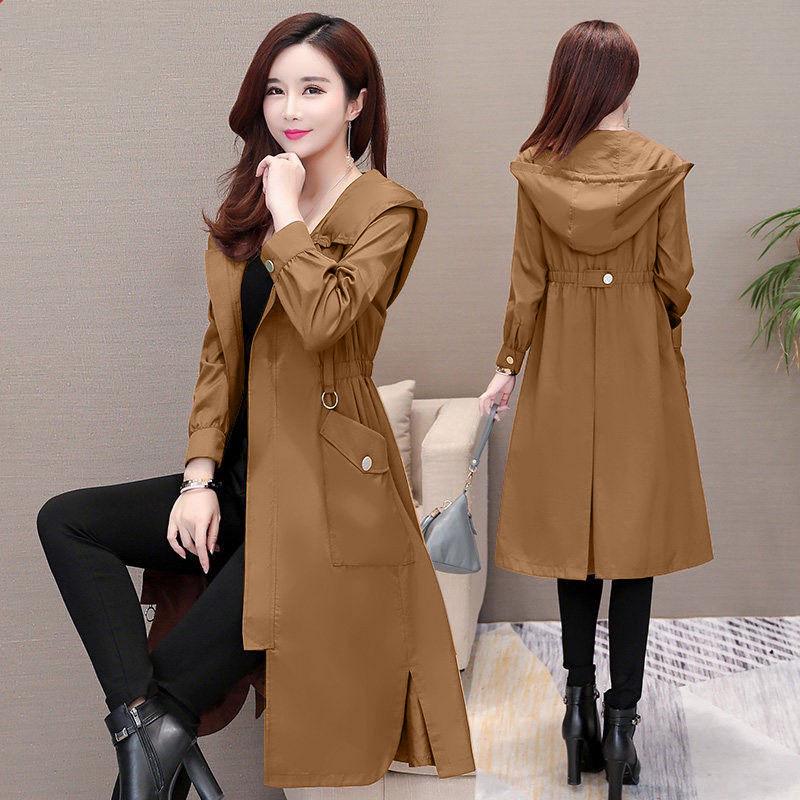 Autumn 2019 Fashion Double Breasted Mid-long Trench Coat Mujer Loose Belt Large Size Windbreak