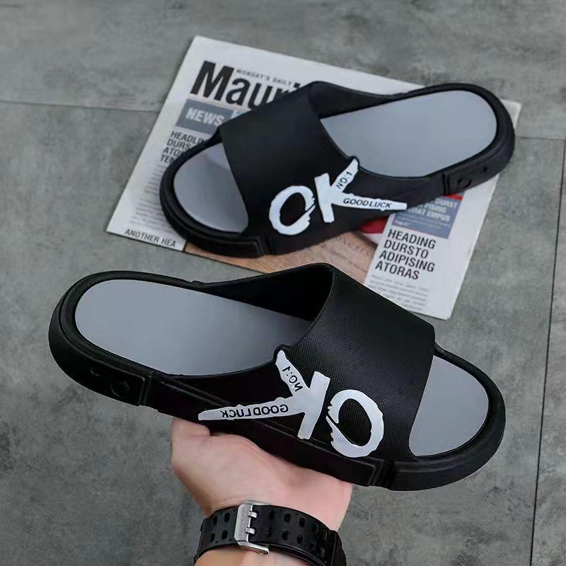 Men's and Women's Same Summer Slippers Indoor Bathroom Non-slip Thick Bottom Flip-flops Korean Style Personality Outside Wear Men's Sandals