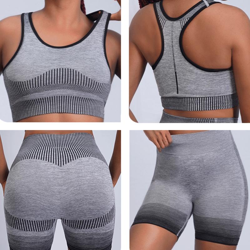 3PCS Women's Long Sleeve Yoga Clothing Set Seamless Knit Butt Lifting Pants Gym Fitness Bodybuilding Set Tracksuit Active Wear Sports Elastic Outwear