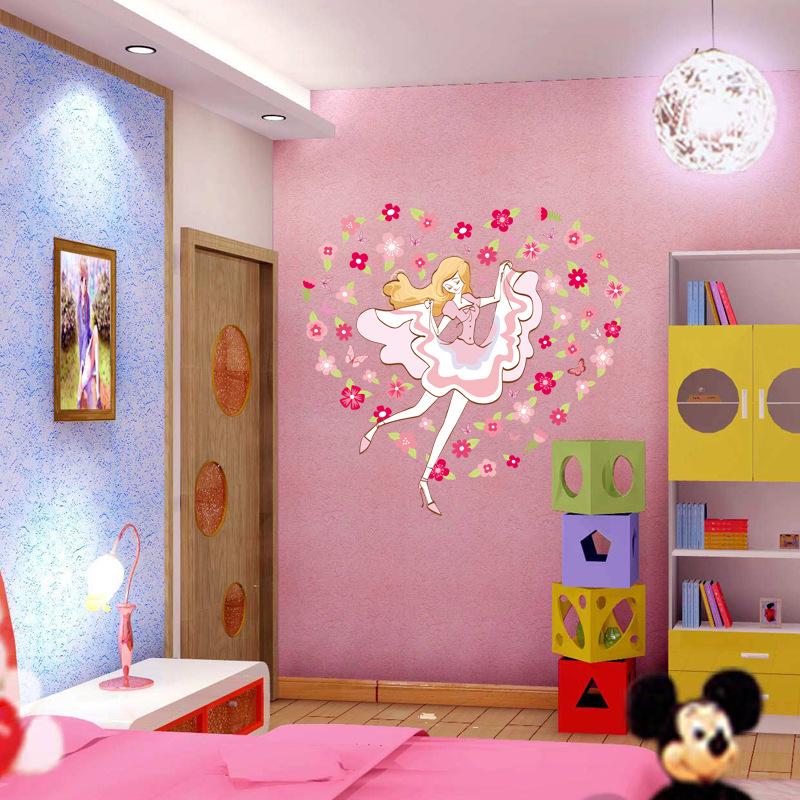 Wall sticker flower dancing girl room decoration sticker environmentally friendly removable stickers