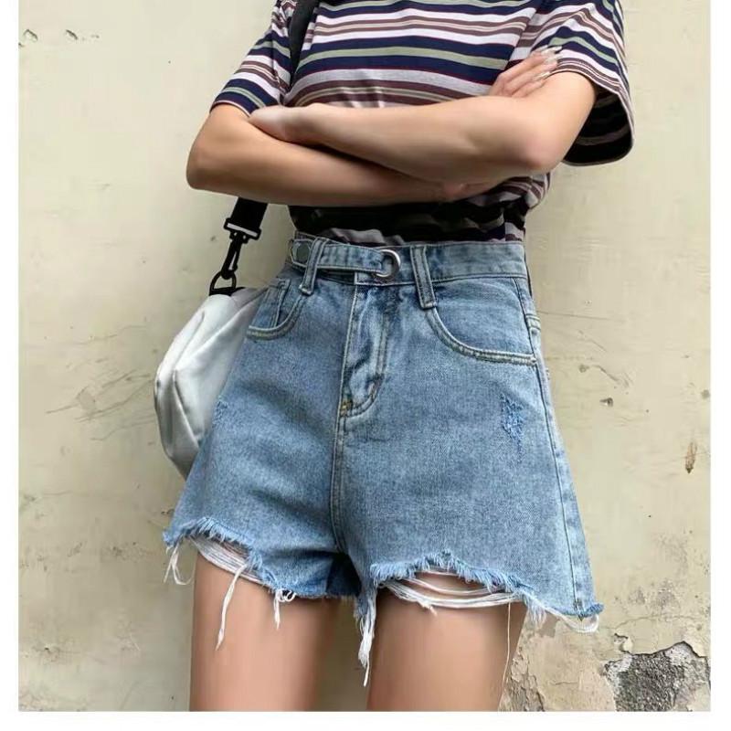 WTEMPO Denim Shorts Women Summer High Waist Wear Loose Wide Legs Korean Version Was Thin A Word Super Short