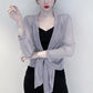 1 PC Long-sleeved Nylon Lace Cardigan Thin Shawl Female Sun Protection Shirt Summer Short Coat Top