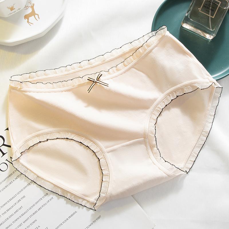 4Pcs/Set Cotton Bowknot Panties Women's Mid-waist Hip-lifting Underpants Girls Seamless Large Size Briefs