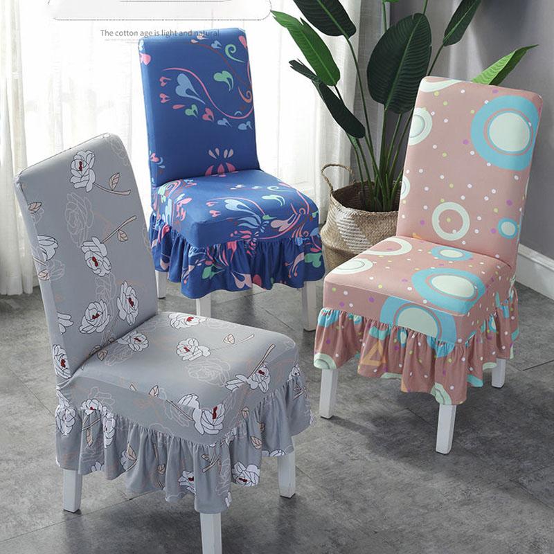 Dining Chair Cover Spandex Elastic Pastoral Print Modern Slipcovers Furniture Cover Kitchen Wedding housse de chaise 1PC