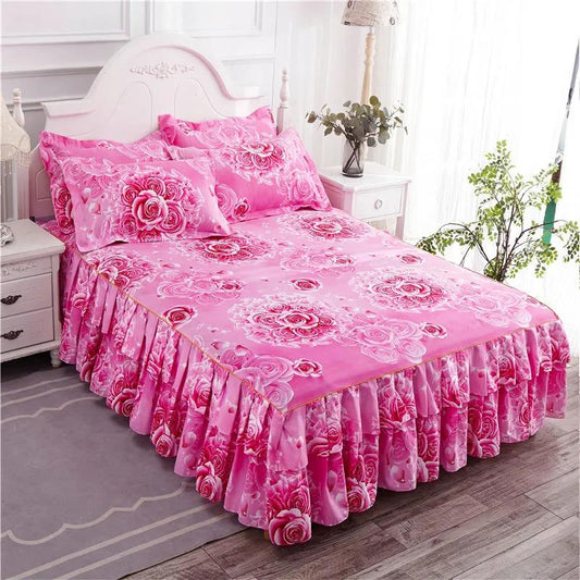 1 Piece Set Korean Princess Style Mattress Cover Non-slip Double-sided Bedspread Lace Bed Sheet Bed Cover