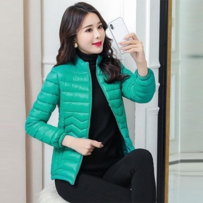 Women's Shiny Short Down Jacket Winter Korean Style Loose Quilted Jacket Casual Stand-collar Padded Jacket