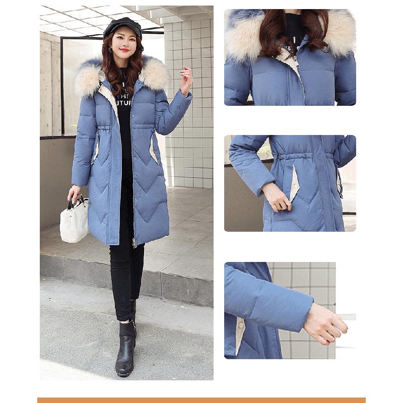 Down Cotton Clothing Women's Jacket Winter Waist Thickening Cotton Long Paragraph Knee Cotton Jacket