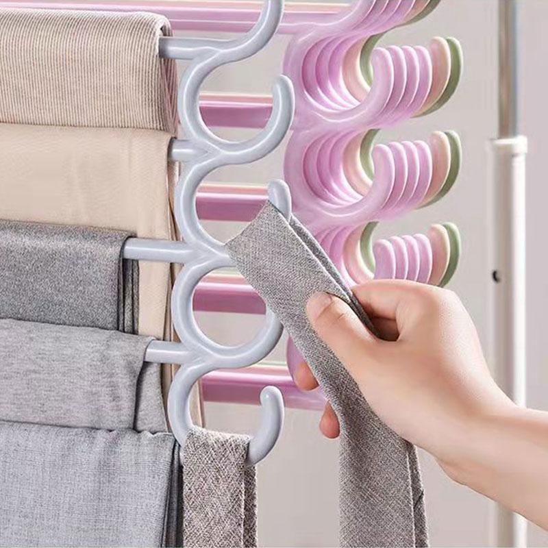 Household 5-layer Pants Rack Scarf Rack Multifunctional Closet Storage Rack Towel Rack Silk Scarf Tie Hanger Hanger Drying Rack Family Organizer