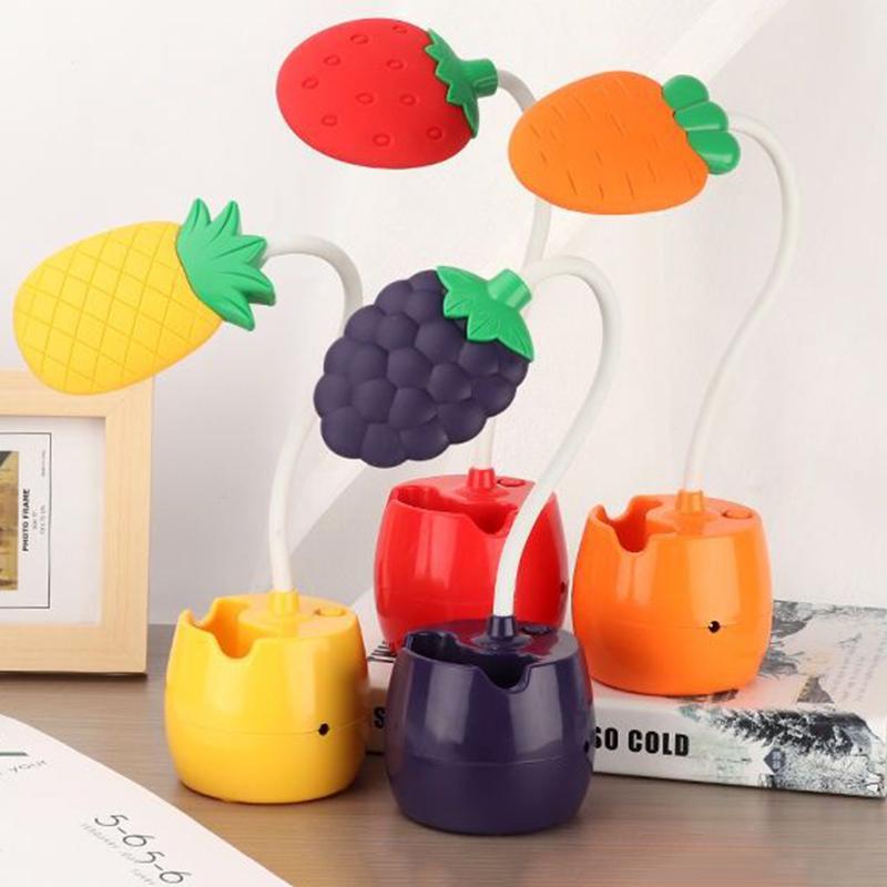 Grape-shaped LED Desk Lamp Push Button Switch Dormitory USB Charging Plug-in Learning Eye Protection Reading Bedroom Bedside Lamp